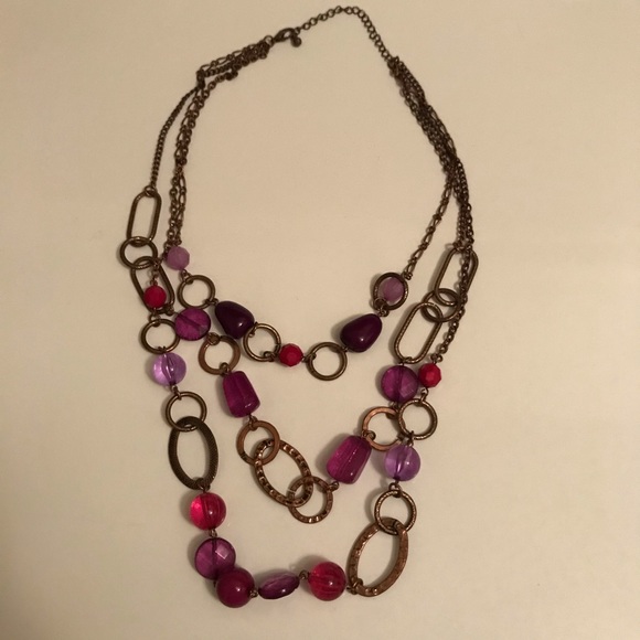 Purple and pink layered necklace - Picture 2 of 3